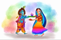Radha Krishna Happy Holi Watercolor Art wall art print | PrintPosters.in